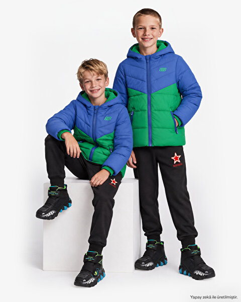 B Puffer Colorblock Jacket Büyük Erkek Çocuk Lacivert SK2620140-0533