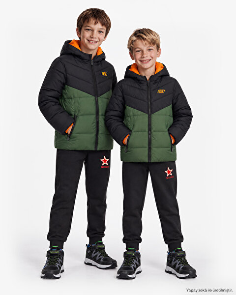 B Puffer Jacket Büyük Erkek Çocuk Siyah SK2620140-1602