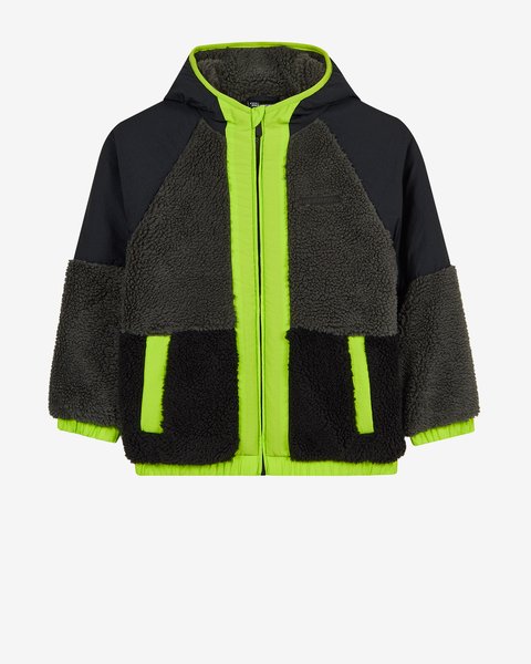 Skechers Skech Sherpa Multiblock Full Zip  Jacket Büyük Erkek Çocuk Siyah Mont SK2620141-1602-1