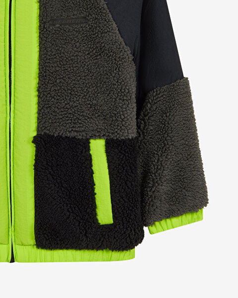 Skechers Skech Sherpa Multiblock Full Zip  Jacket Büyük Erkek Çocuk Siyah Mont SK2620141-1602-3