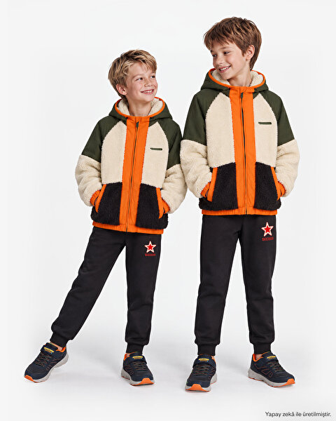 B Outdoor Fleece Full Zip Sherpa Büyük Erkek Çocuk Haki Mont SK2620141-1629