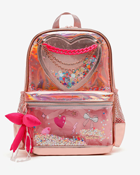 G Queen Heart Backpack Büyük Kız Çocuk Metalik Pembee Sırt Çantası SKTT30390-SPNK