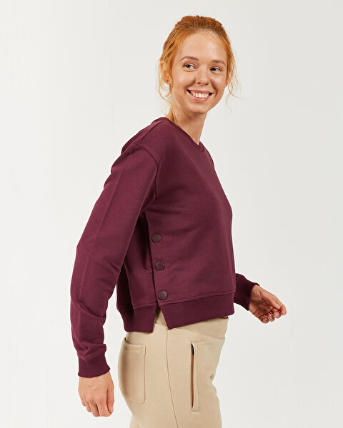 Skechers Lw Fleece W Long Snap Crew Neck Kadın Bordo Sweatshirt S202032-500-2