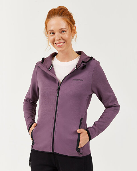 Skechers 2X I-lock W Print Detailed Hoodie Kadın Mor Fermuarlı Eşofman Üstü S202061-499