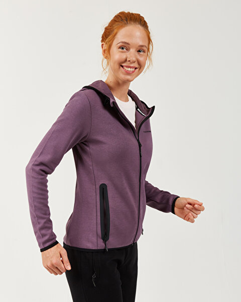 Skechers 2X I-lock W Print Detailed Hoodie Kadın Mor Fermuarlı Eşofman Üstü S202061-499-1