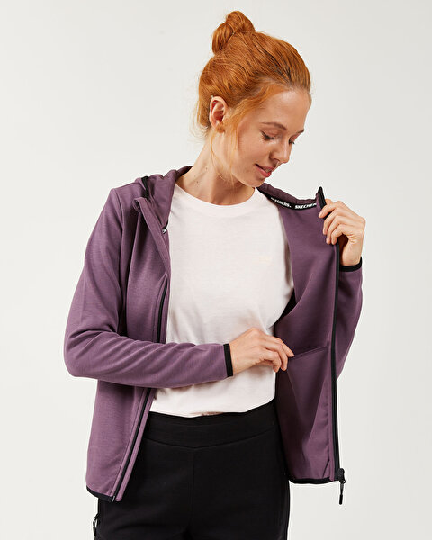 Skechers 2X I-lock W Print Detailed Hoodie Kadın Mor Fermuarlı Eşofman Üstü S202061-499-2