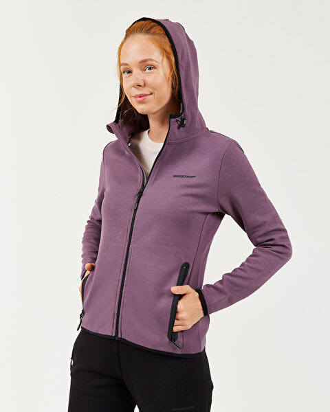 Skechers 2X I-lock W Print Detailed Hoodie Kadın Mor Fermuarlı Eşofman Üstü S202061-499-3