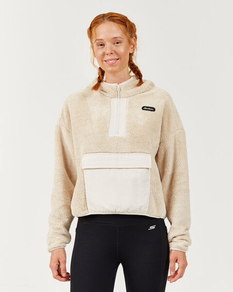 Skechers Sherpa W 1/4 Zip Hoodie Sweatshirt Kadın Bej Sweatshirt S202194-580-3