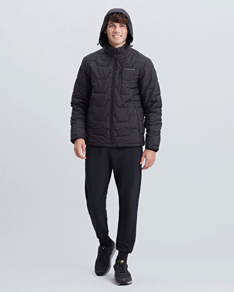 Skechers M Turtle Neck Asymmetric Jacket Erkek Siyah Mont S212026-001