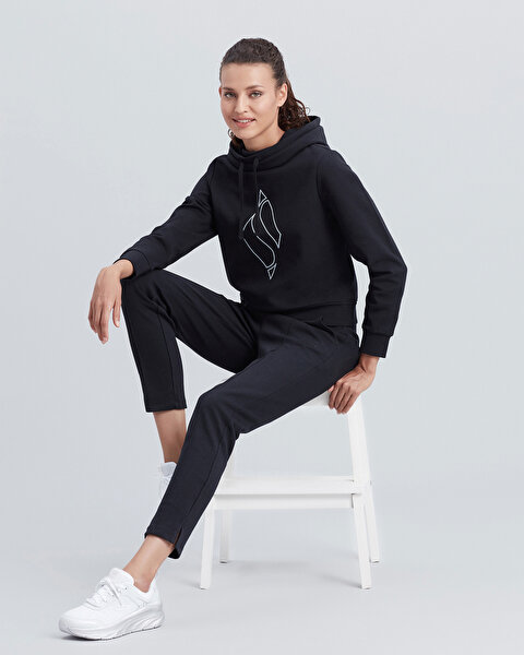 Skechers W Big Logo Hoodie Kadın Siyah Sweatshirt S212053-001-2