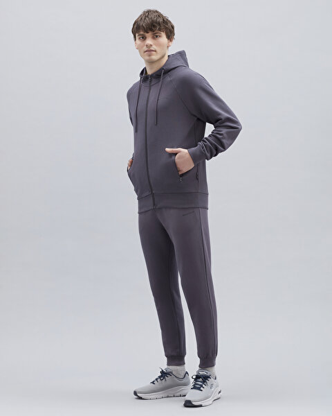 Skechers M New Basics Full Zip Hoodie Erkek Gri Fermuarlı Eşofman Üstü S212267-003-2