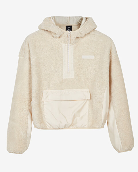 Skechers W Hooded Half Zip Sherpa Kadın Bej Polar S212498-580-4