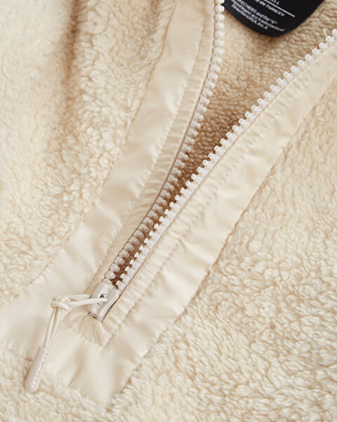 Skechers W Hooded Half Zip Sherpa Kadın Bej Polar S212498-580-7