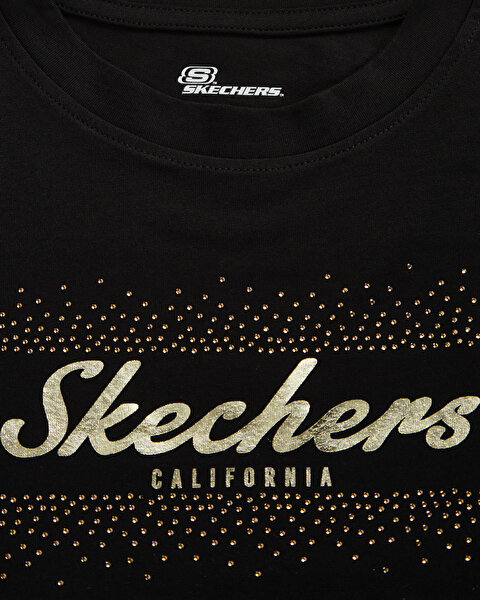 Skechers W Graphic Tee Shiny Logo T-shirt Kadın Siyah Tshirt S221460-001-7